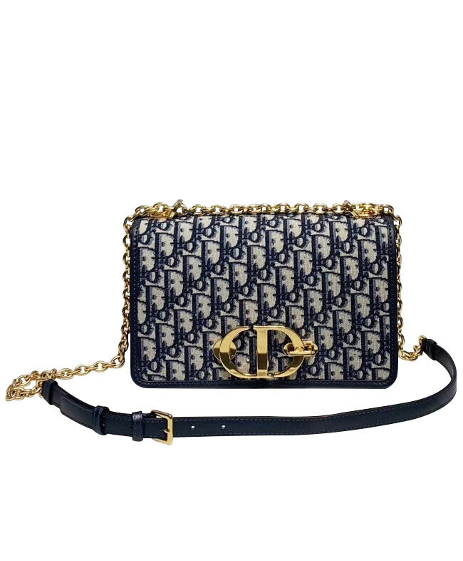 Christian Dior 30 Montaigne Bag with Chain Dark Blue